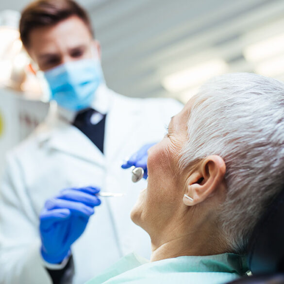 Beautiful senior woman having a dental treatment