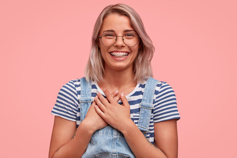 Happy teen with braces